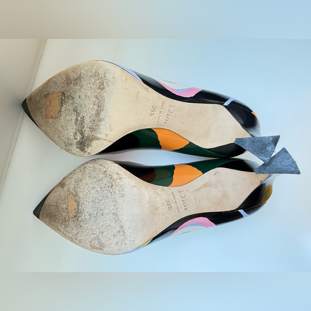 DIOR Christian Dior Pink ,Orange,green Black high Heels SHOES SIZE 39,5 -US 9,5 - Picture 14 of 17